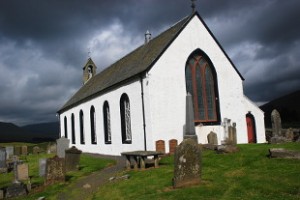 Amulree Church, a stop for the Explorer service
