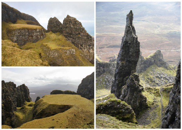 Top left: the Table seen from below. Bottom left: the Table seen from above. Right: The Needle, with the Prison behind it and lower down.