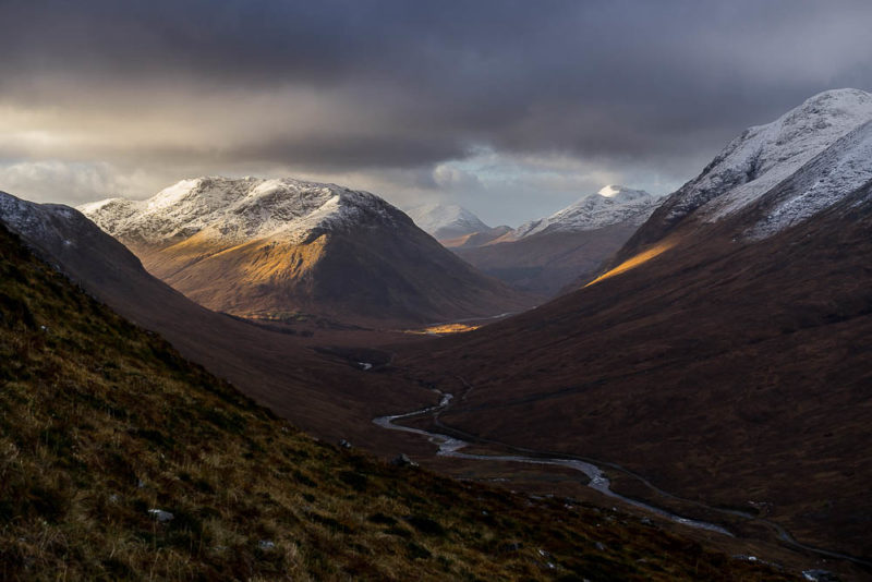 Looking down Glen Etive from the start Sron na Creise
