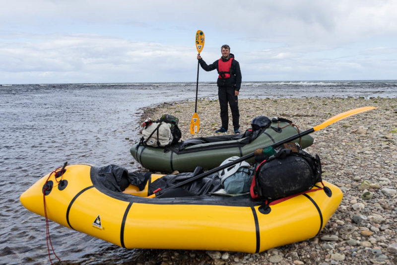 David Hine and packrafts. Photo: David Lintern