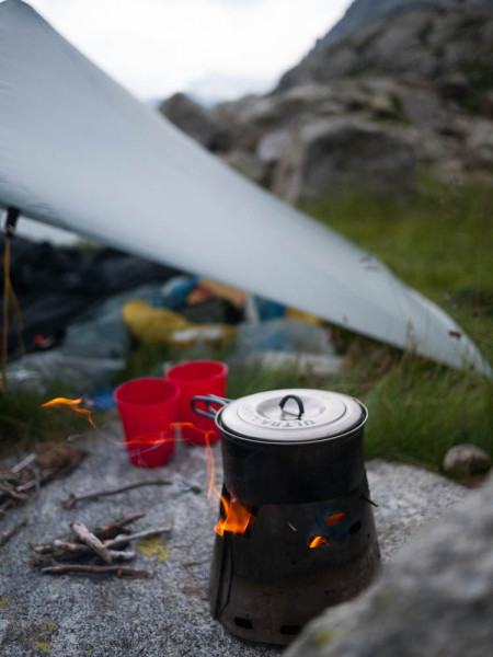 Preparing to eat on the Haute Route Pyrenees