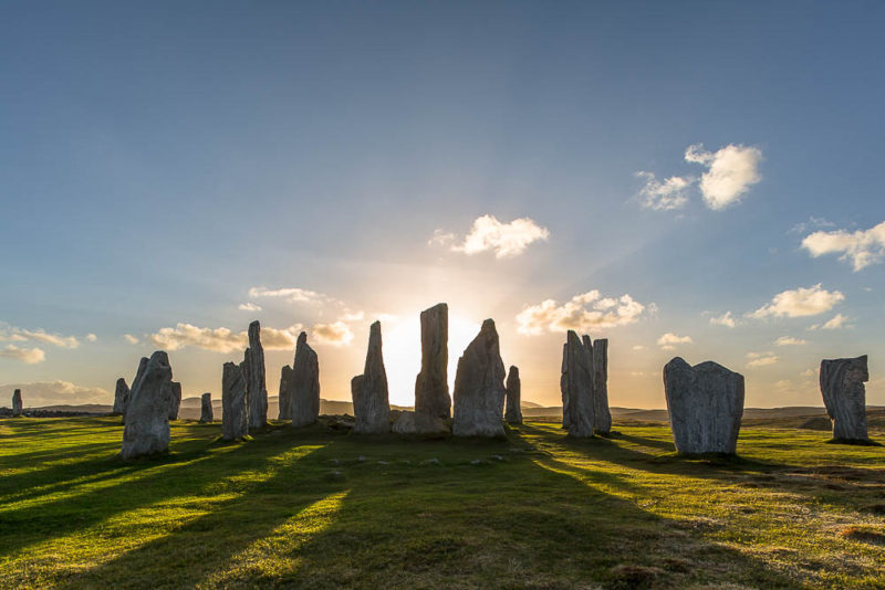 Sunset at Callanish, a site linked with goddess worship. A profoundly impressive place in real life.