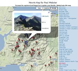 hewitt Snowdonia summits map on Walkhighlands