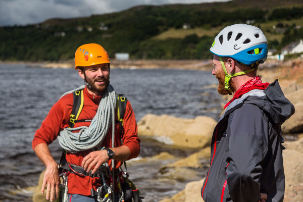 ISO160, 67mm, f4, 250th sec. Chatting at the foot of Meall Ceann na Creige 