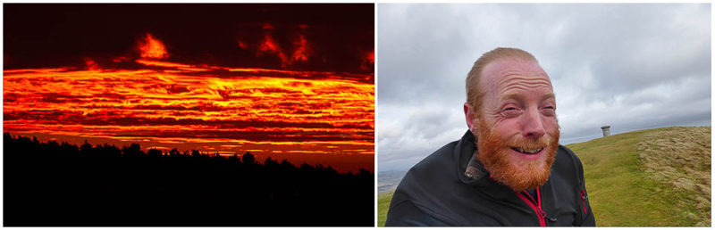 Two of my autumn signs. Red sky at morning, and my face being perpetually exfoliated.